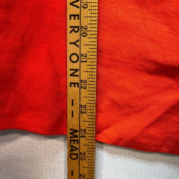 Harvé Benard Women's Linen Button Up Shirt Summer Size 12 Orange Short Sleeve - Picture 7 of 10